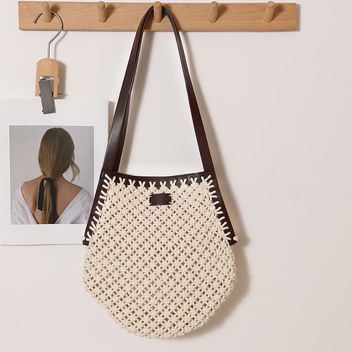 Handgeknüpfte Tote Bag mit robusten Ledergriffen Skanto