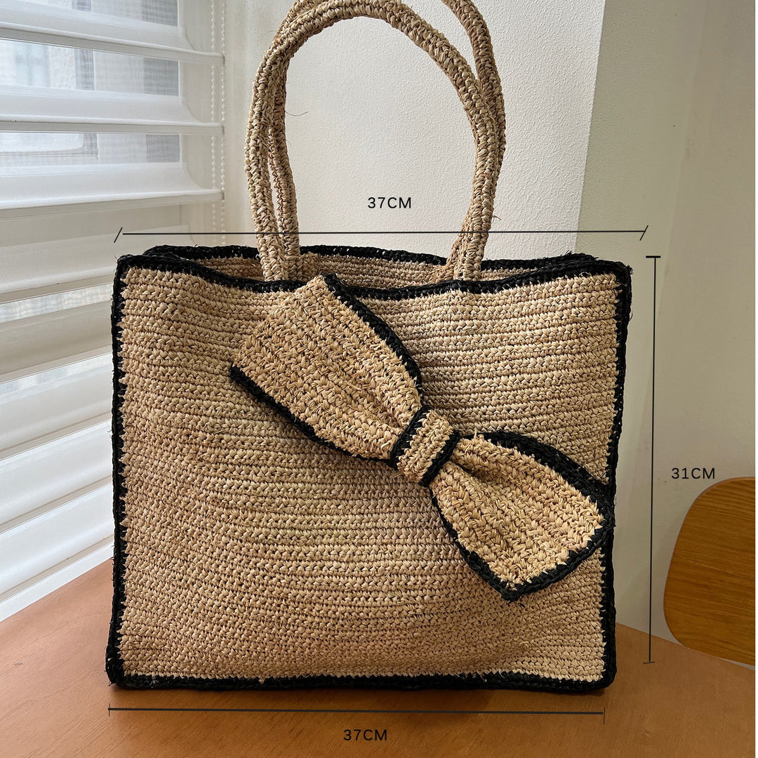 Handgemachte Stricktasche mit Blumenmuster Skanto