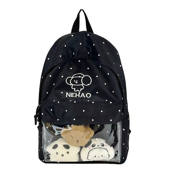 Rucksack Skanto mit transparenter Front und Polka Dots