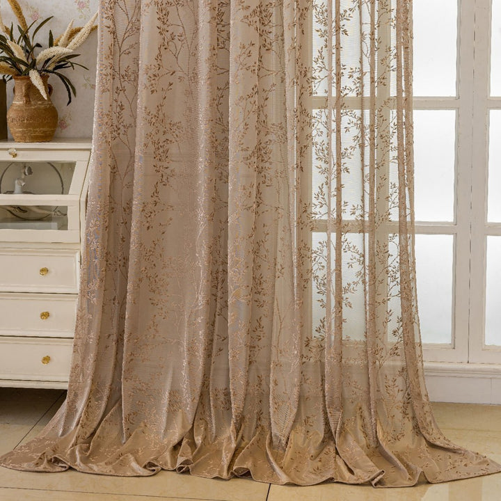 WoFloral Bestickter transparenter Vorhang Skanto