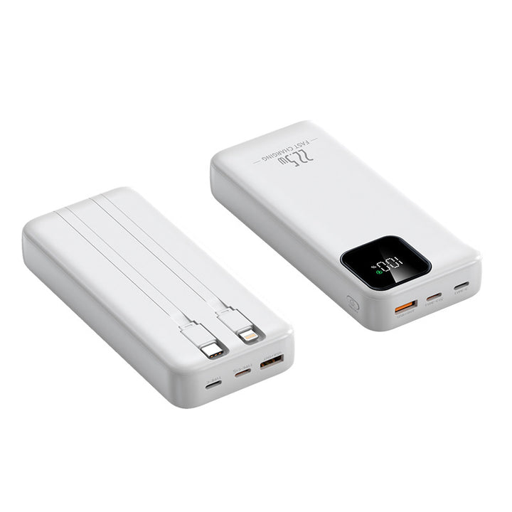 Powerbank mit integrierten Ladekabeln und digitaler Ladeanzeige Skanto