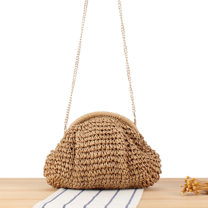 Schultertasche aus handgefertigten Naturfasern mit eleganter Kettenverzierung Skanto