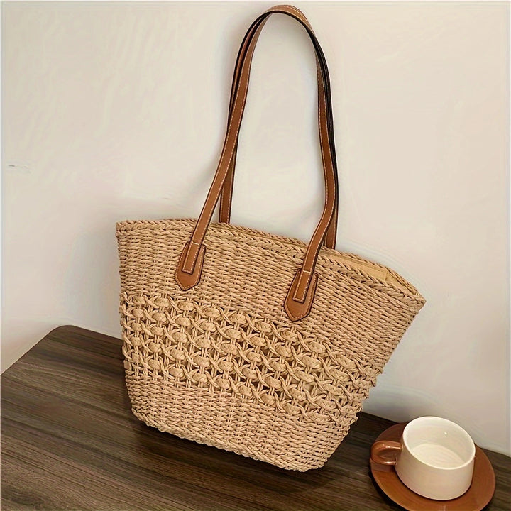 Handtasche mit geflochtenem Design und Ledergriff Skanto