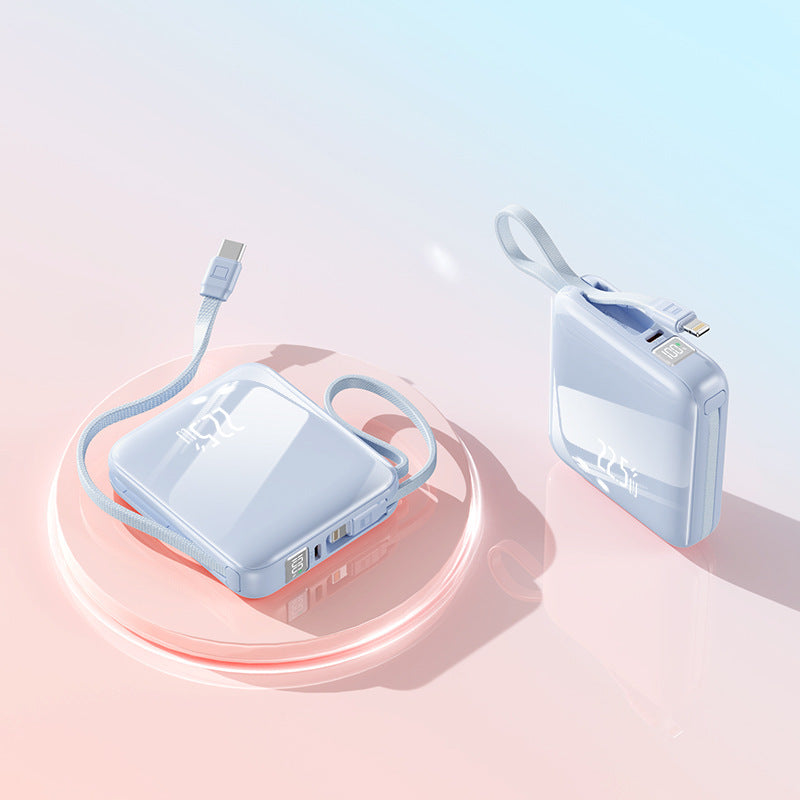 Tragbare Powerbank mit integriertem Digitaldisplay und multifunktionalem Ladekabel Skanto