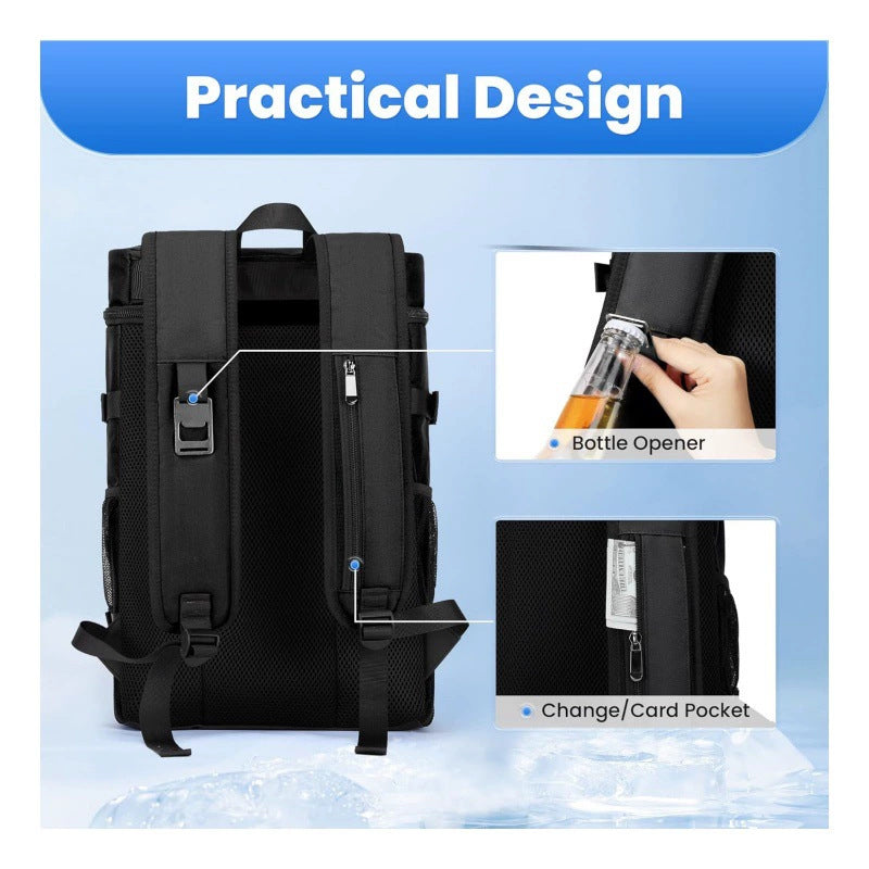 Unisex isolierter Kühlrucksack mit großem Volumen, separatem Flaschenhalter und strapazierfähigem Boden Skanto