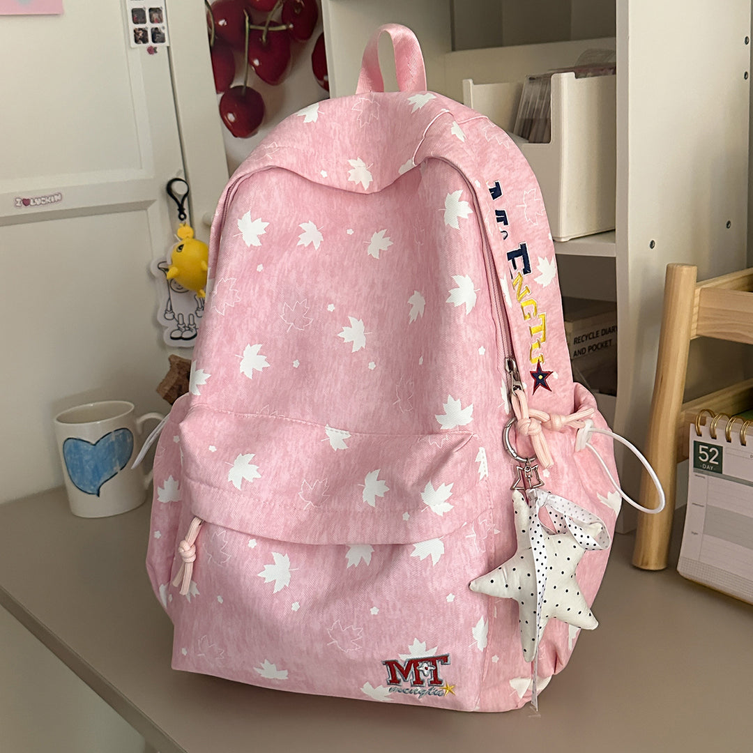 Moderner Schulrucksack mit Blattmuster