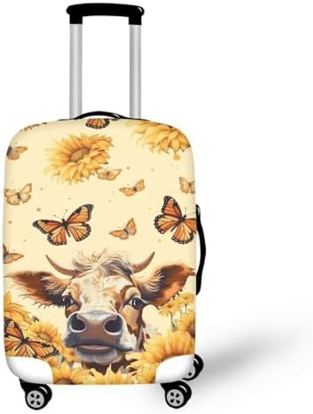 Unisexer nicht-elastischer Kofferbezug mit Pferde- und Sonnenblumenmotiv, strapazierfähiger Stretch-Schutz für Hartschalen-Trolley mit Reißverschluss Skanto