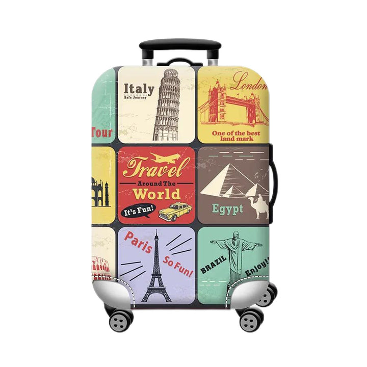 Unisex Hartschalen-Kabinentrolley mit Vintage-Reiseillustration, 360°-Drehrädern und Teleskopgriff Skanto