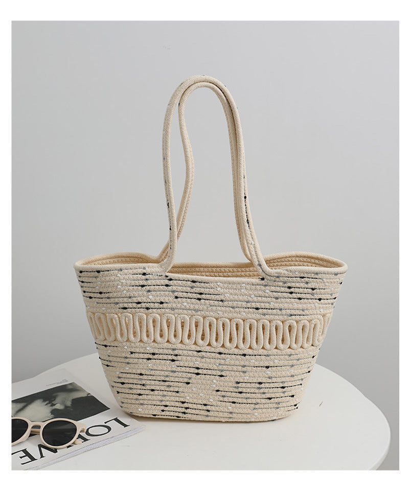 Elegante handgemachte Strandtasche mit feinem Flechtmuster Skanto