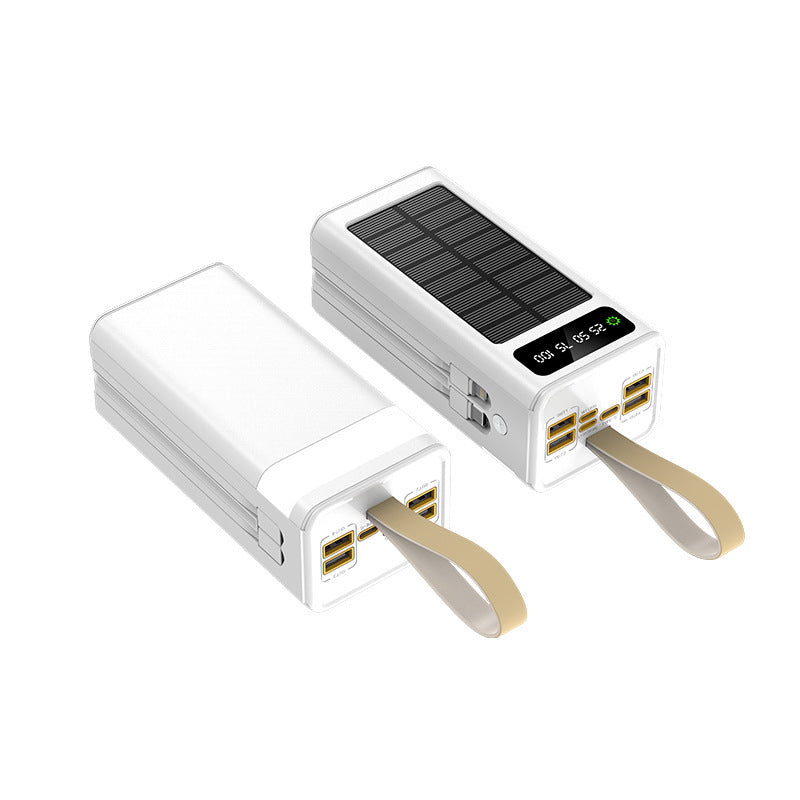 Solar-Powerbank mit integrierten Ladeanschlüssen und digitalem Display Skanto