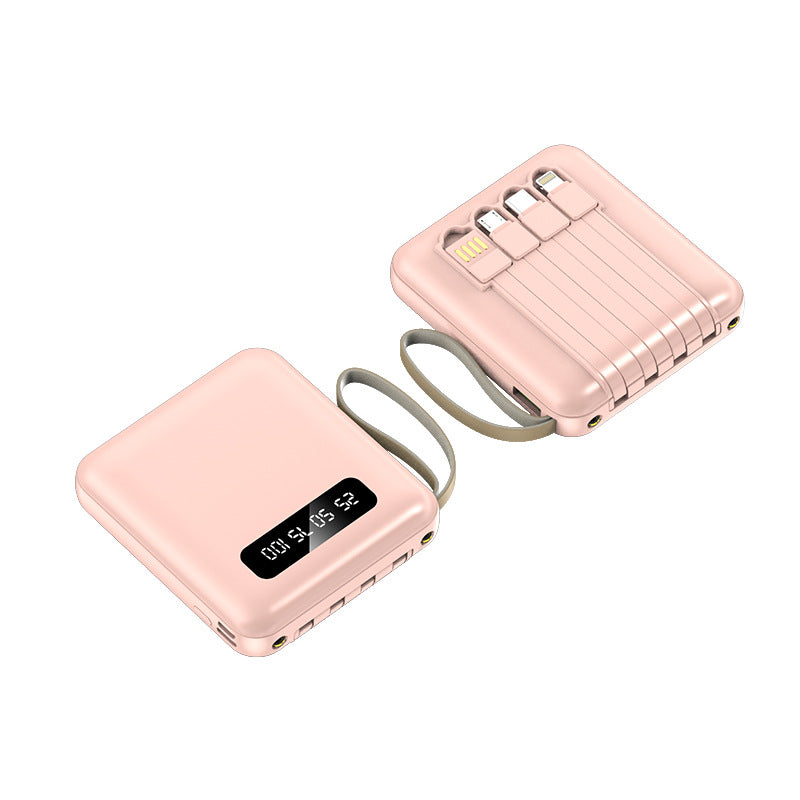 Schlanke Powerbank mit integrierten Kabeln Skanto