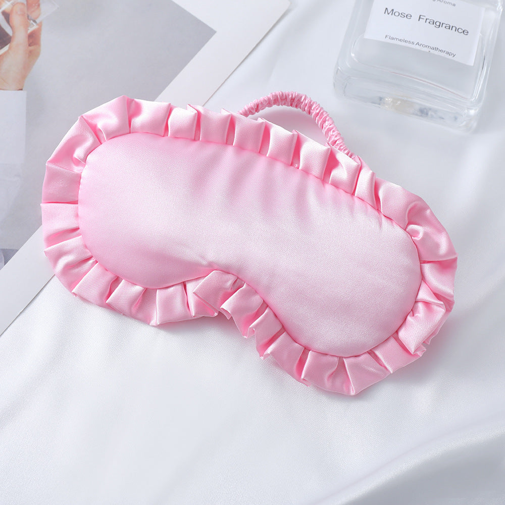 Satin-glänzende Augenmaske für Damen mit ergonomischer Kontur, Rüschenrand und weicher Polsterung Skanto