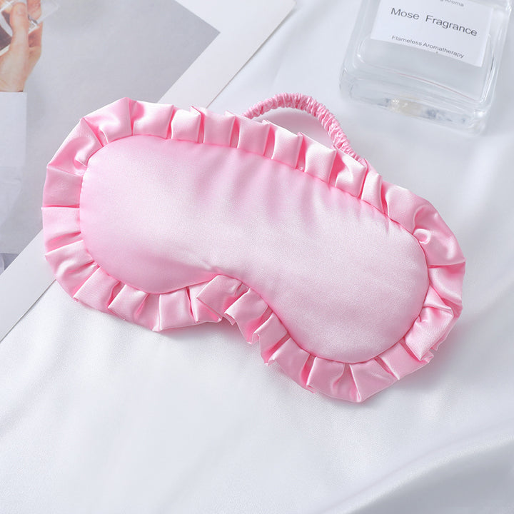 Satin-glänzende Augenmaske für Damen mit ergonomischer Kontur, Rüschenrand und weicher Polsterung Skanto