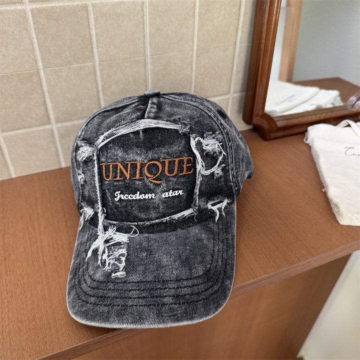 Herren Baseballkappe aus Used-Denim mit Grafik Skanto