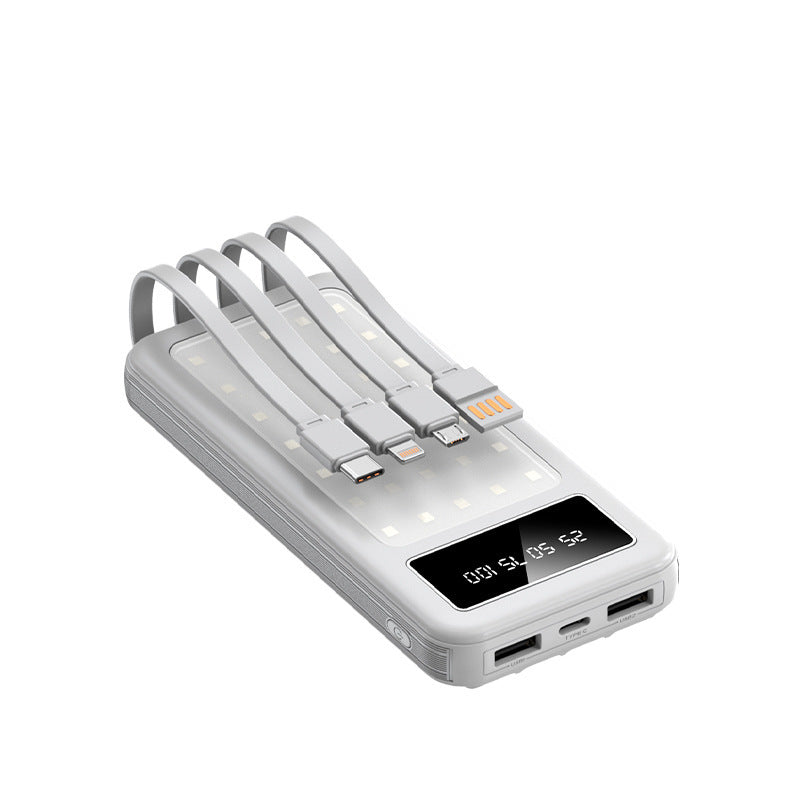 Tragbare Powerbank mit digitaler Ladeanzeige und integriertem Kabelsystem Skanto