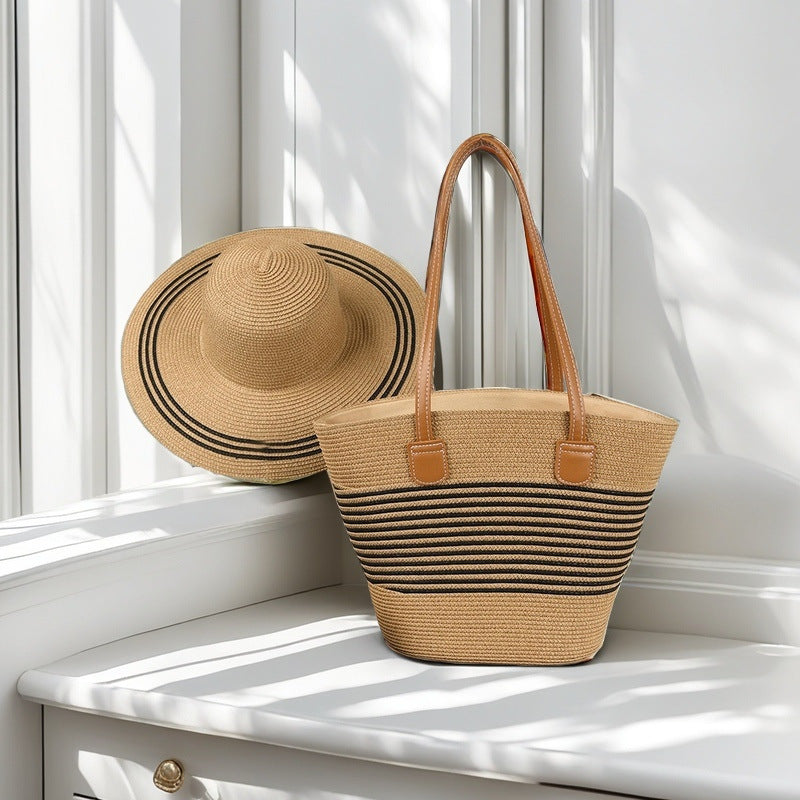 Strandtasche mit bunten Streifen Skanto