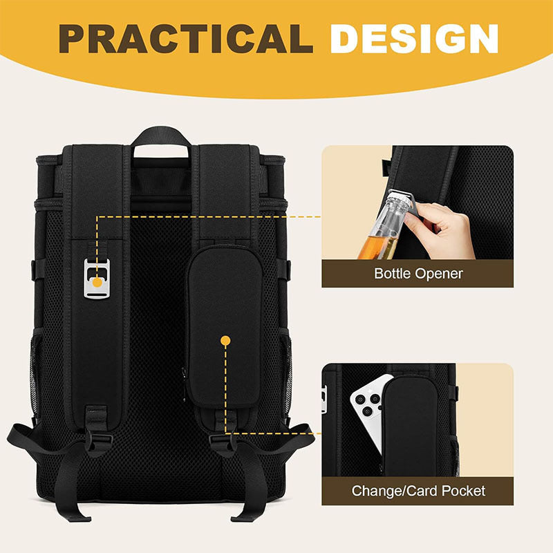 Unisex isolierter Kühlrucksack für Picknicks und Camping mit Seitenfächern für Flaschen, Außentasche für Smartphone und elastischem Gurt Skanto