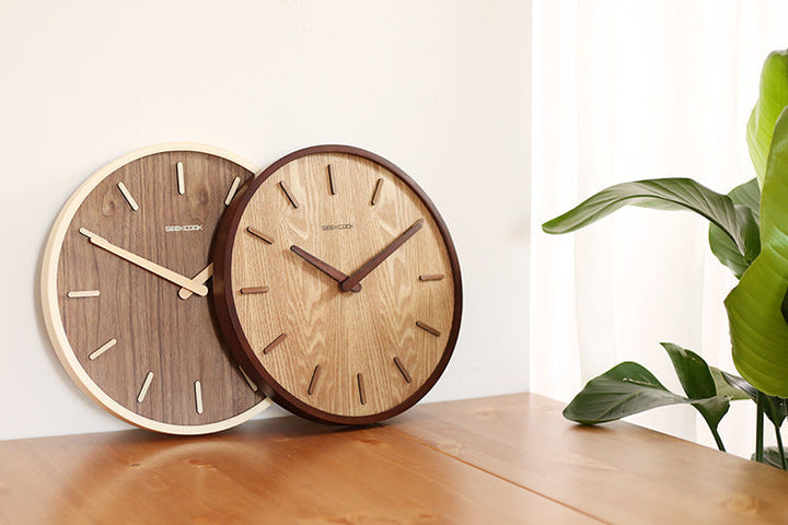 Minimalistische, leise Wanduhr aus Holz, 12 Zoll