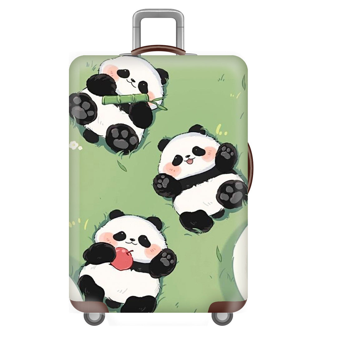 Unisexer nicht-elastischer Kofferbezug für Hartschalen-Trolley mit niedlichem Panda-Motiv, elastische Schutzhülle mit Griff- und Radausschnitten Skanto