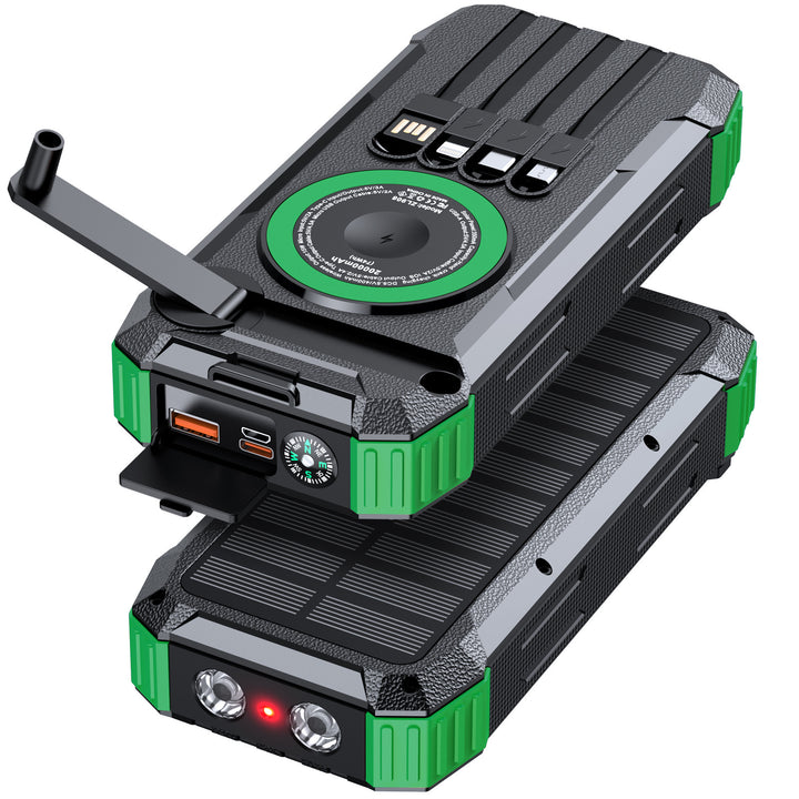 Multifunktionale Solar Powerbank mit LED-Licht und integriertem Ladekabel Skanto