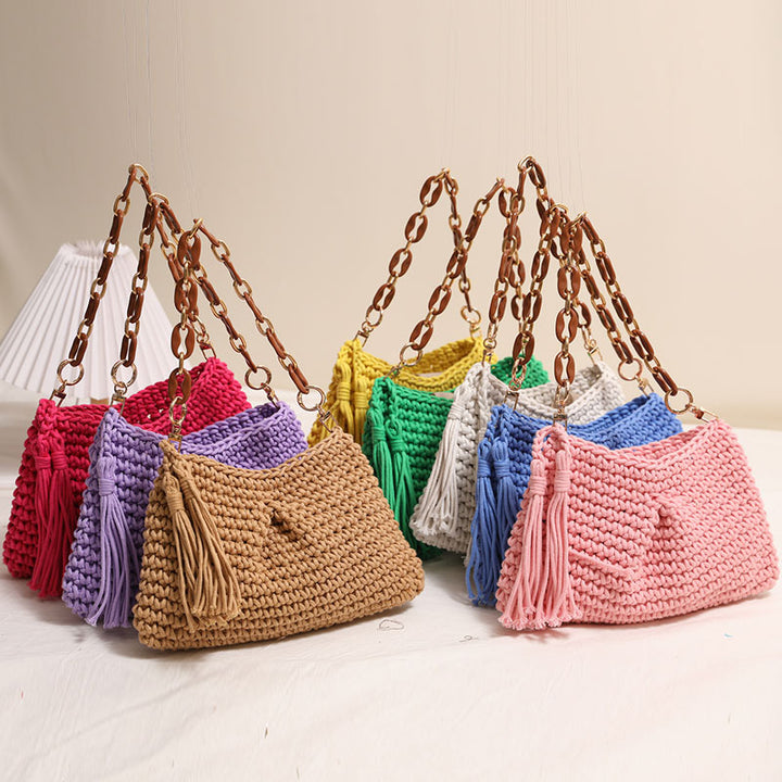 Handgemachte Makramee-Tasche mit stilvollen Fransen Skanto