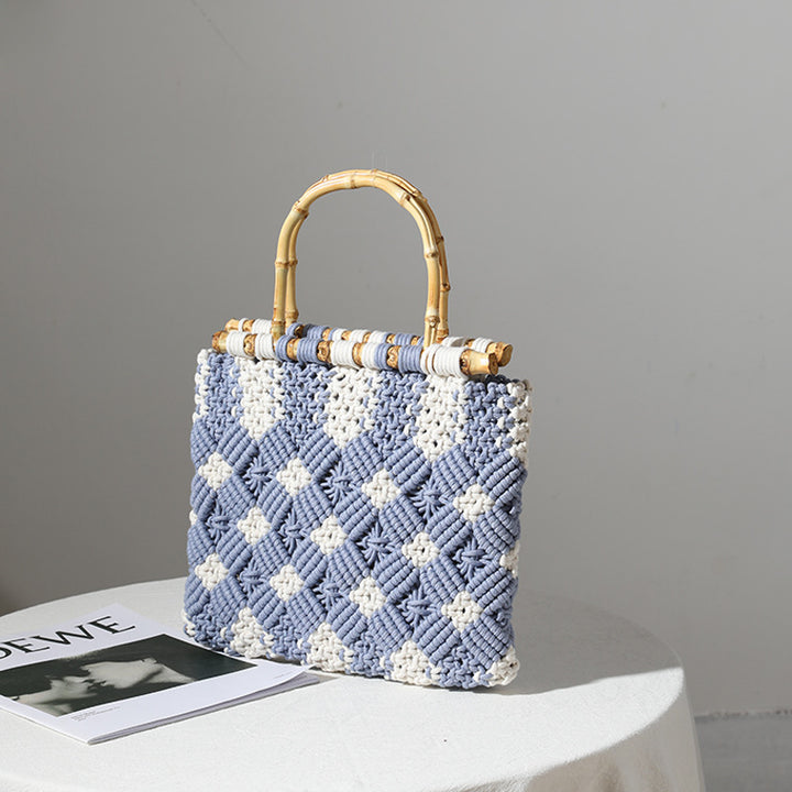 Stilvolle geflochtene Handtasche mit einzigartigem Karomuster Skanto