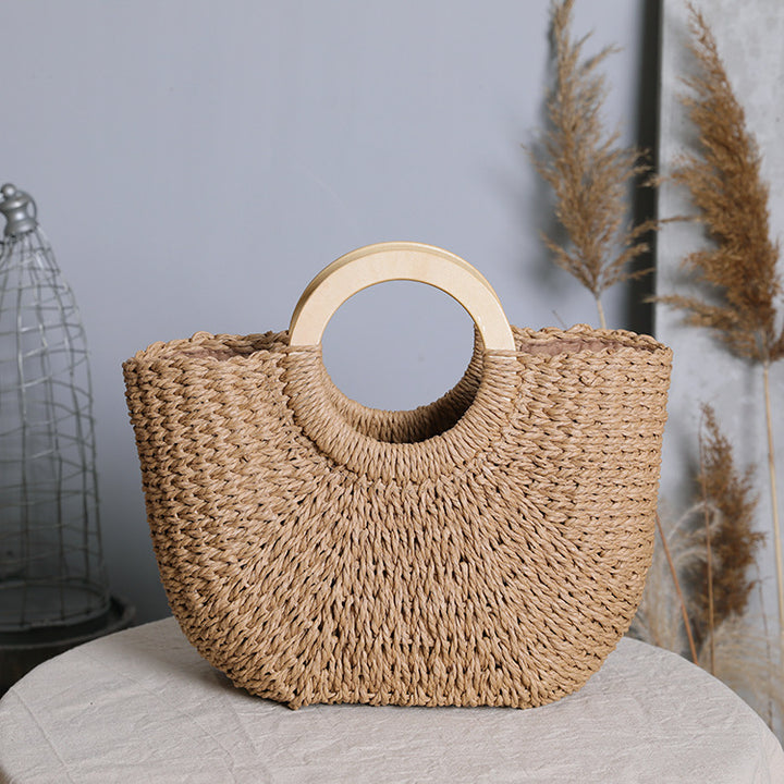Handgemachte Tragetasche aus Natur-Raffia Skanto