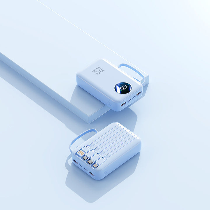 Tragbare Powerbank mit integrierter digitaler Kapazitätsanzeige und flexiblem Kabelmanagement Skanto
