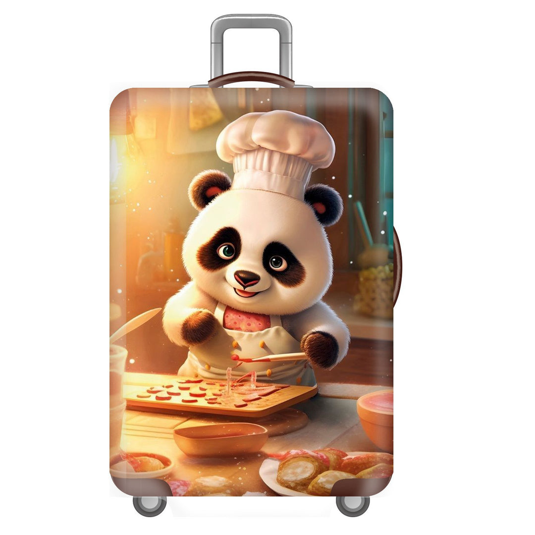 Unisexer nicht-elastischer Kofferbezug für Hartschalen-Trolley mit niedlichem Panda-Motiv, elastische Schutzhülle mit Griff- und Radausschnitten Skanto