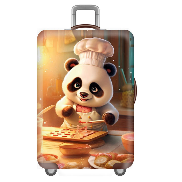 Unisexer nicht-elastischer Kofferbezug für Hartschalen-Trolley mit niedlichem Panda-Motiv, elastische Schutzhülle mit Griff- und Radausschnitten Skanto