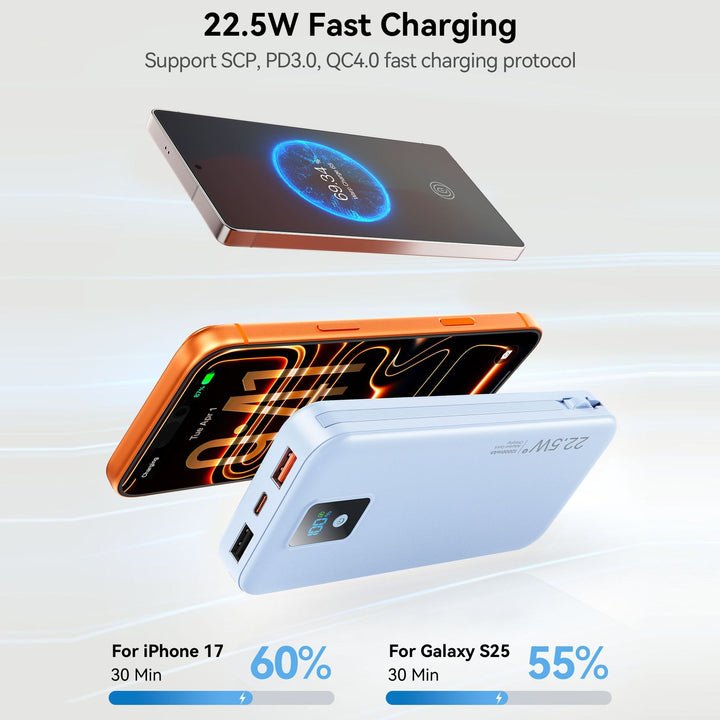 Powerbank mit digitalem LCD-Display und integriertem Ladegerät Skanto