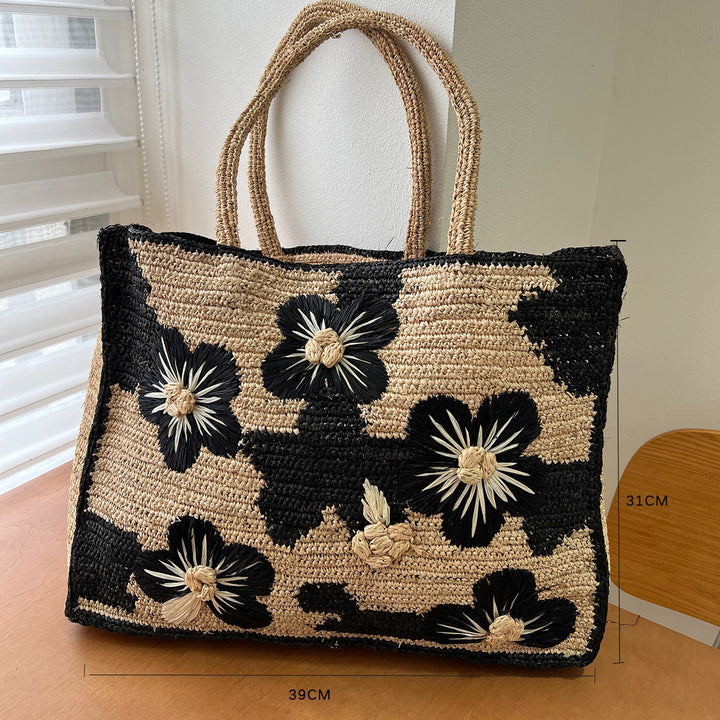 Handgemachte Strandtasche mit Blumenmuster Skanto
