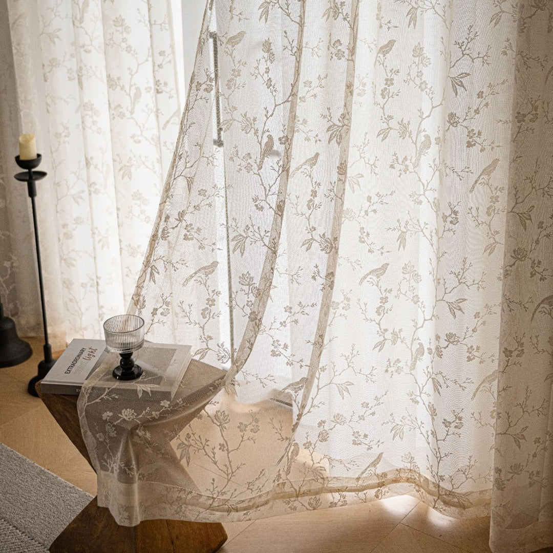 WoLace Bestickter transparenter Vorhang Skanto