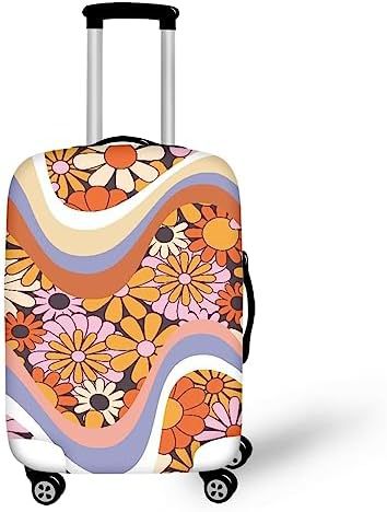 Unisexer nicht-elastischer Kofferbezug mit Pferde- und Sonnenblumenmotiv, strapazierfähiger Stretch-Schutz für Hartschalen-Trolley mit Reißverschluss Skanto