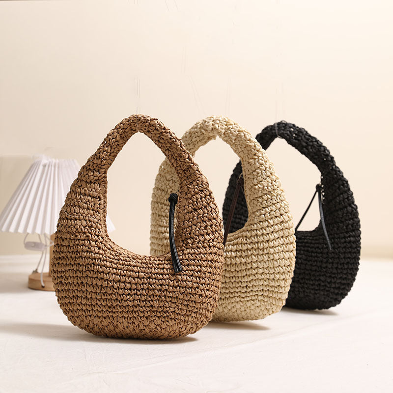 Handgemachte Korbtasche im modernen Hobo-Stil Skanto
