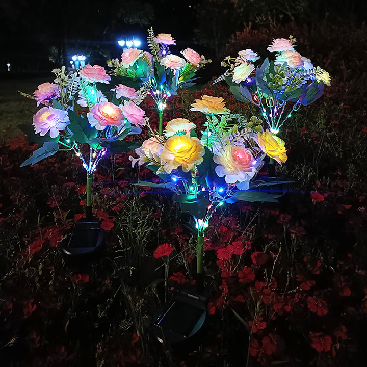 Solarbetriebener realistischer Pfingstrosen-Gartenstecker mit integrierter warmer LED und wetterfester Basis Skanto