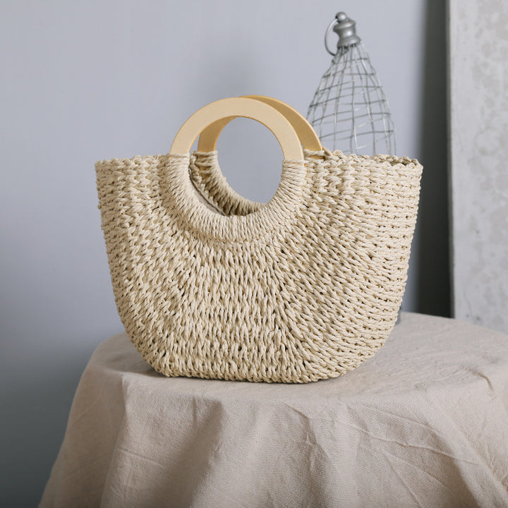 Handgemachte Tragetasche aus Natur-Raffia Skanto
