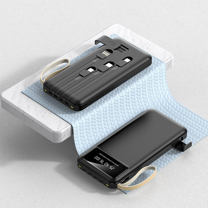 Tragbare Powerbank mit integriertem Multifunktions-Ladekabel und Digitalanzeige Skanto