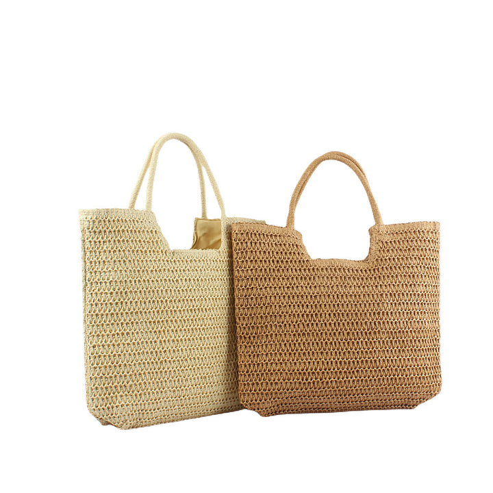 Handtasche aus handgewebtem Naturmaterial mit großen Tragegriffen Skanto
