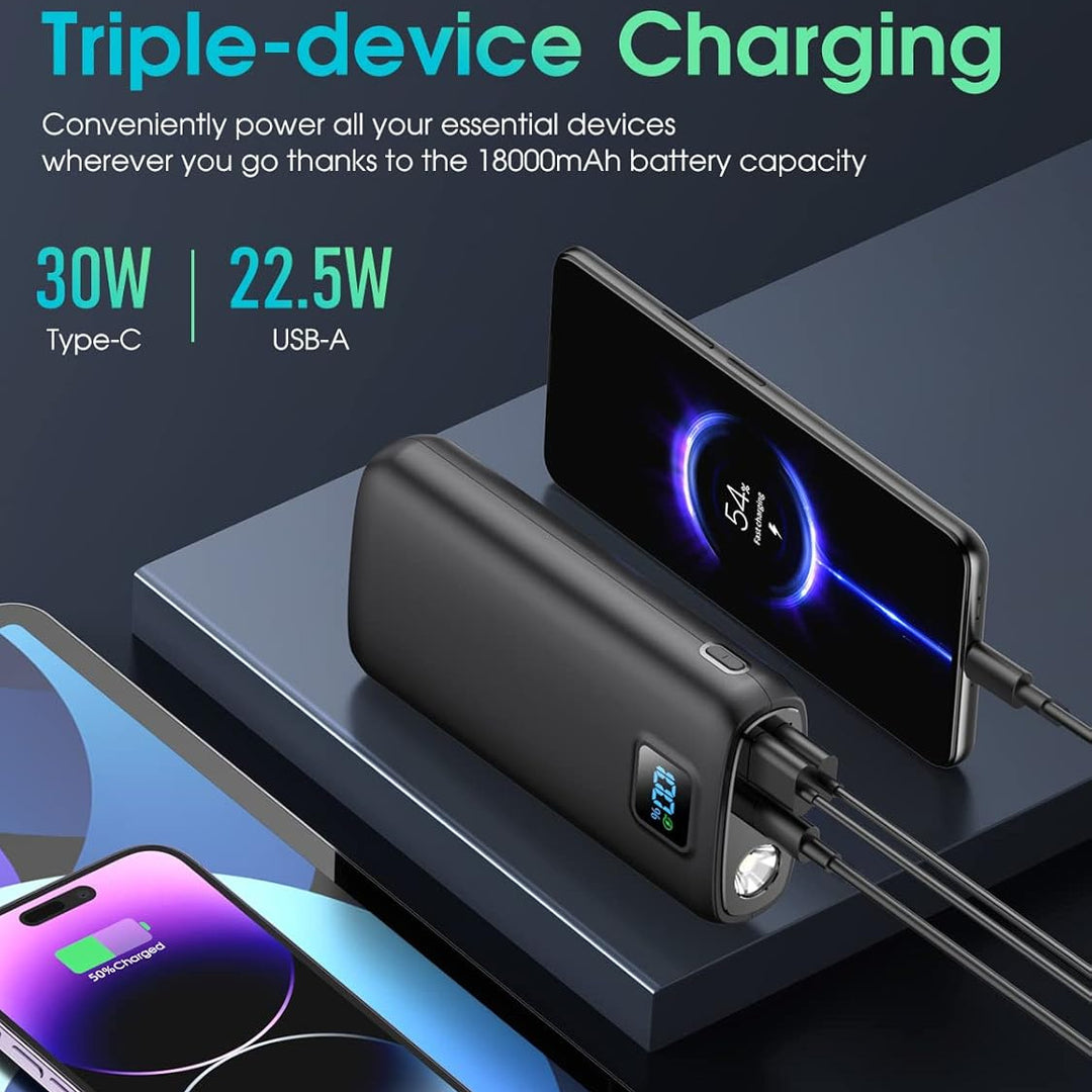 Tragbare Powerbank mit LED-Display und leistungsstarker Schnellladefunktion Skanto