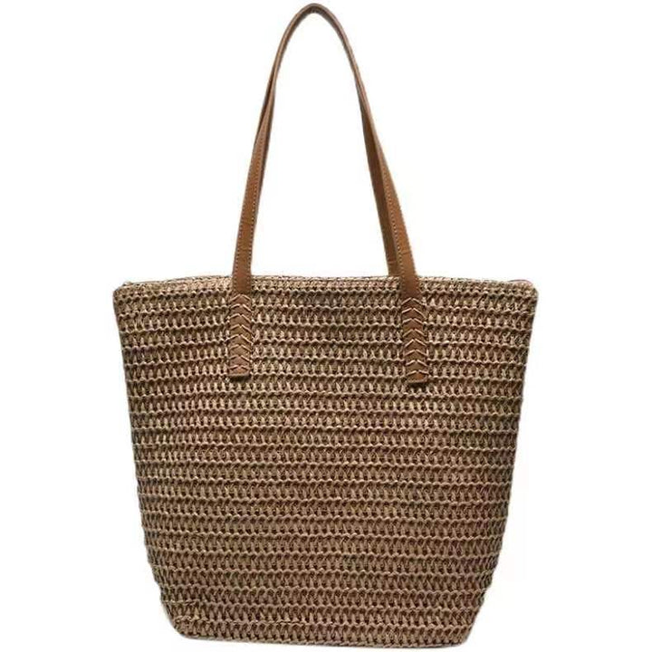 Elegante Strohtasche mit hochwertigem Ledergriff Skanto