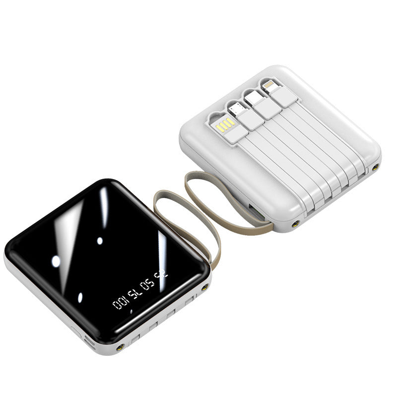 Tragbare Powerbank mit integrierten Kabeln und Digitalanzeige Skanto