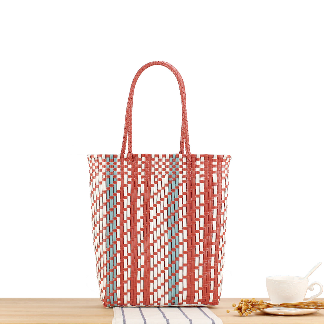 Geflochtener Shopper mit farbenfrohem Design Skanto
