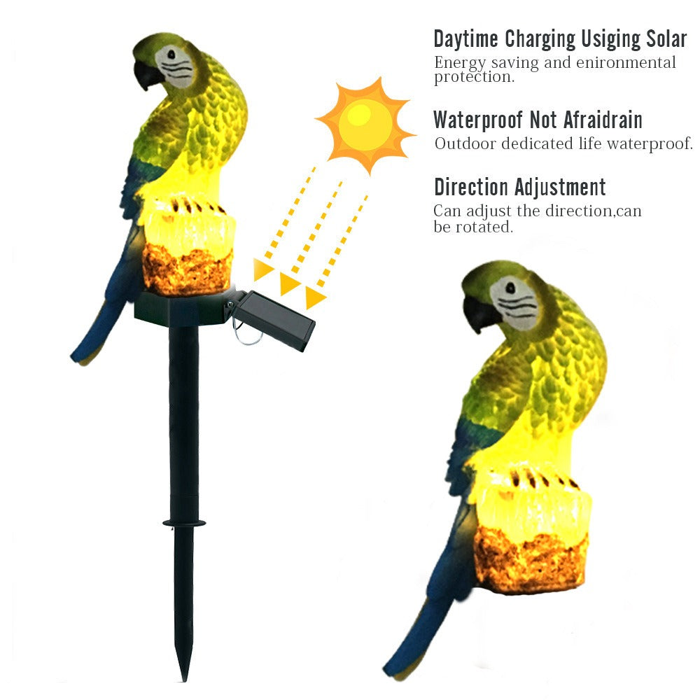 Uhu Papagei Statue LED Solarleuchte Outdoor Wasserdichte Rasenlampe | Skanto