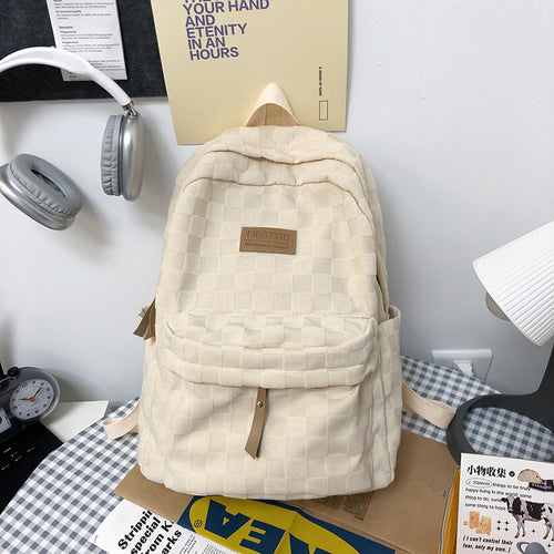 Karierter Schulrucksack Skanto mit Textur