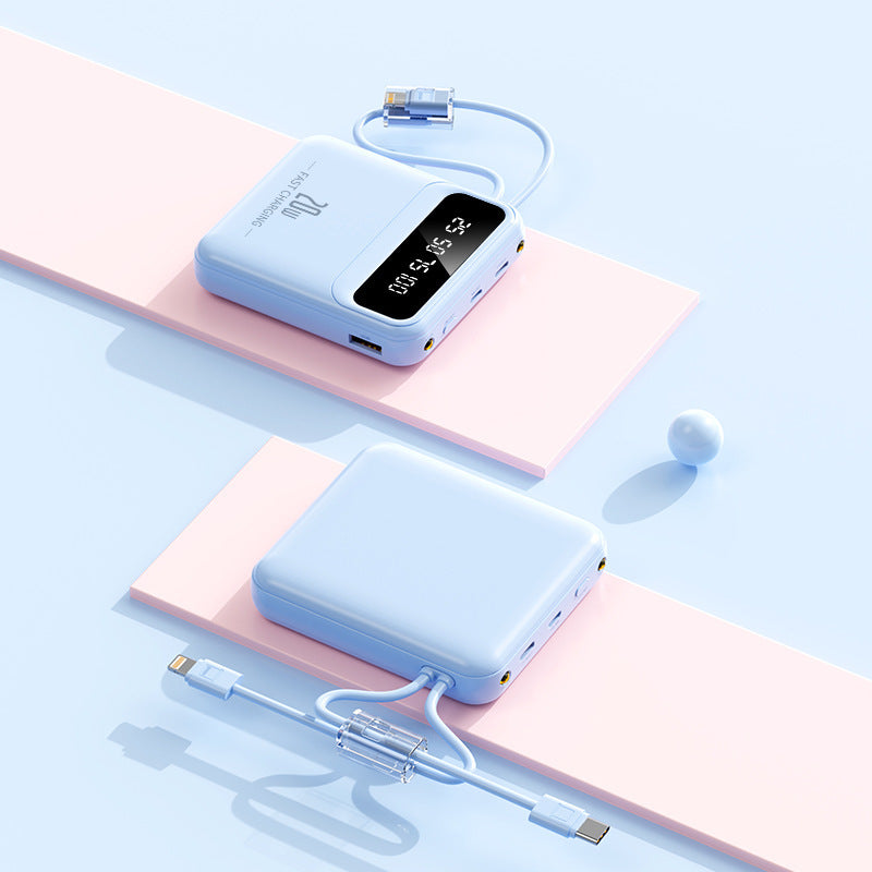Tragbare Powerbank mit integriertem Ladekabel und Digitalanzeige Skanto