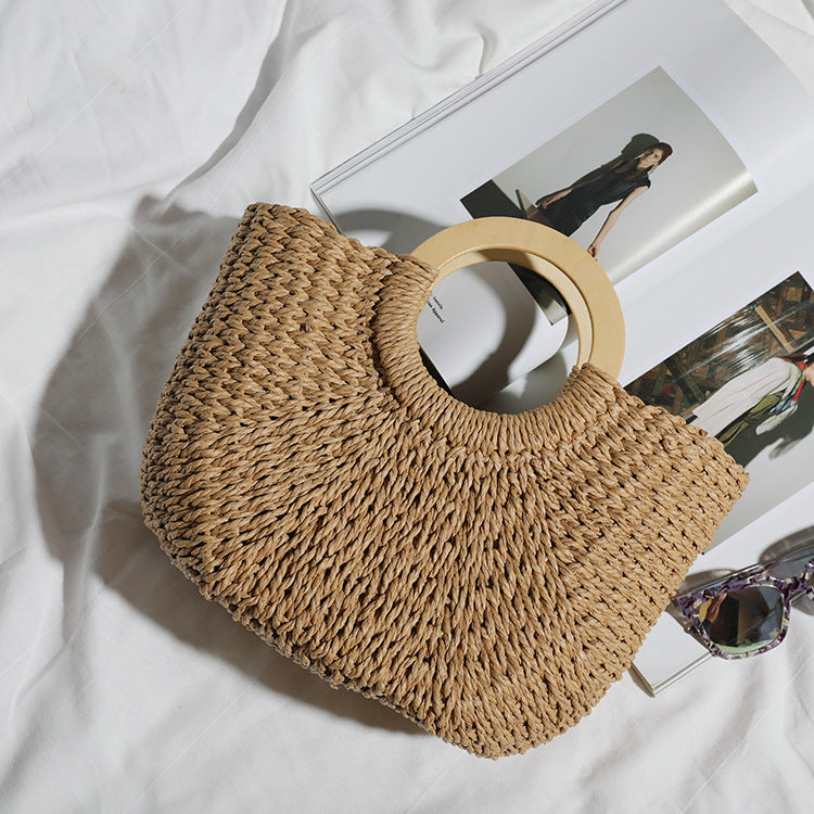 Handgemachte Tragetasche aus Natur-Raffia Skanto