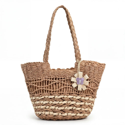Handgewebte Strohtasche mit einzigartigem Blumendetail Skanto