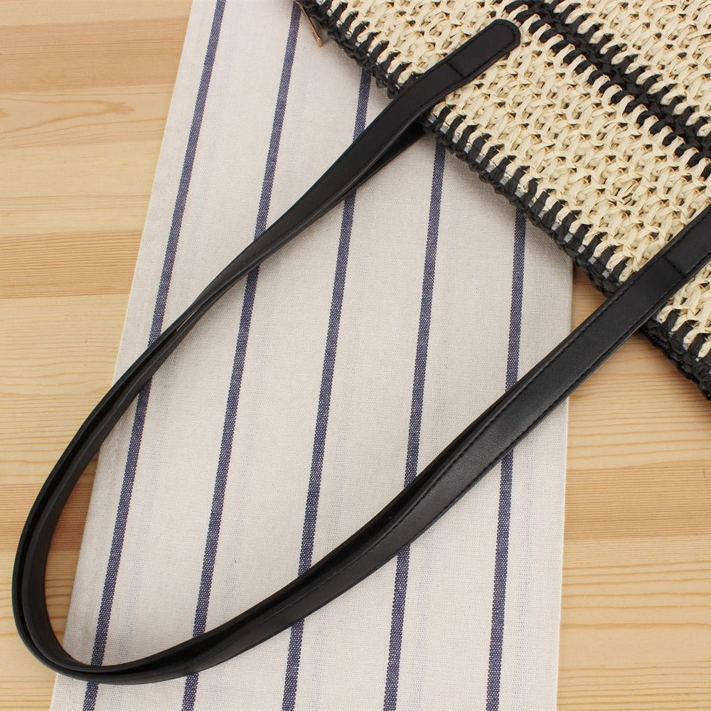 Moderne Strandtasche aus gewebtem Naturmaterial mit eleganten Griffen Skanto