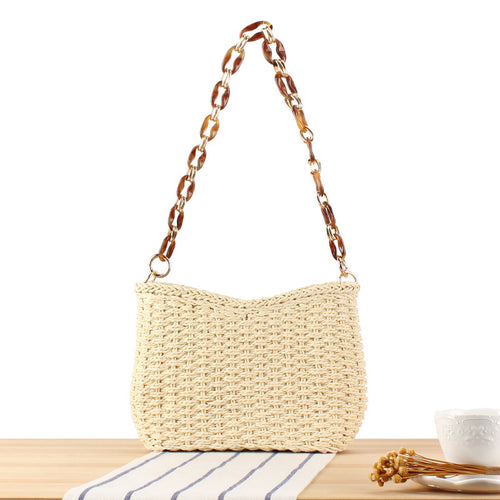 Moderne Strohtasche mit Kettenhenkel Skanto